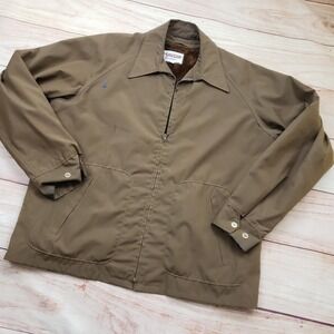 Vintage McGregor Drizzler Jacket Mens 44 Brown Faux Fur‎ Lined Zip Windbreaker